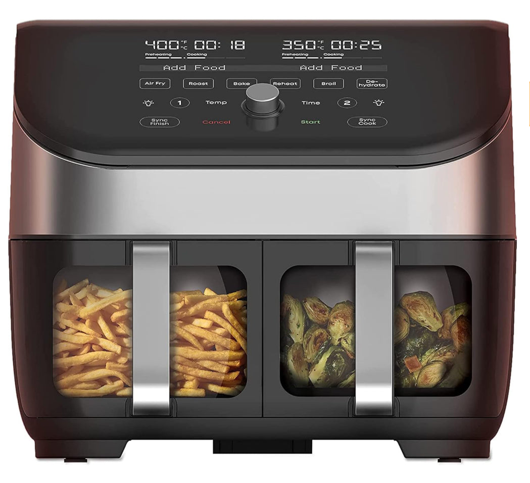 Instant Vortex Plus XL 8QT ClearCook Air Fryer, Clear Windows & Custom Program Options, 8-in-1 Functions that Crisps, Broils, Roasts, Dehydrates, Bakes, Reheats, from the Makers of Instant Pot, Black