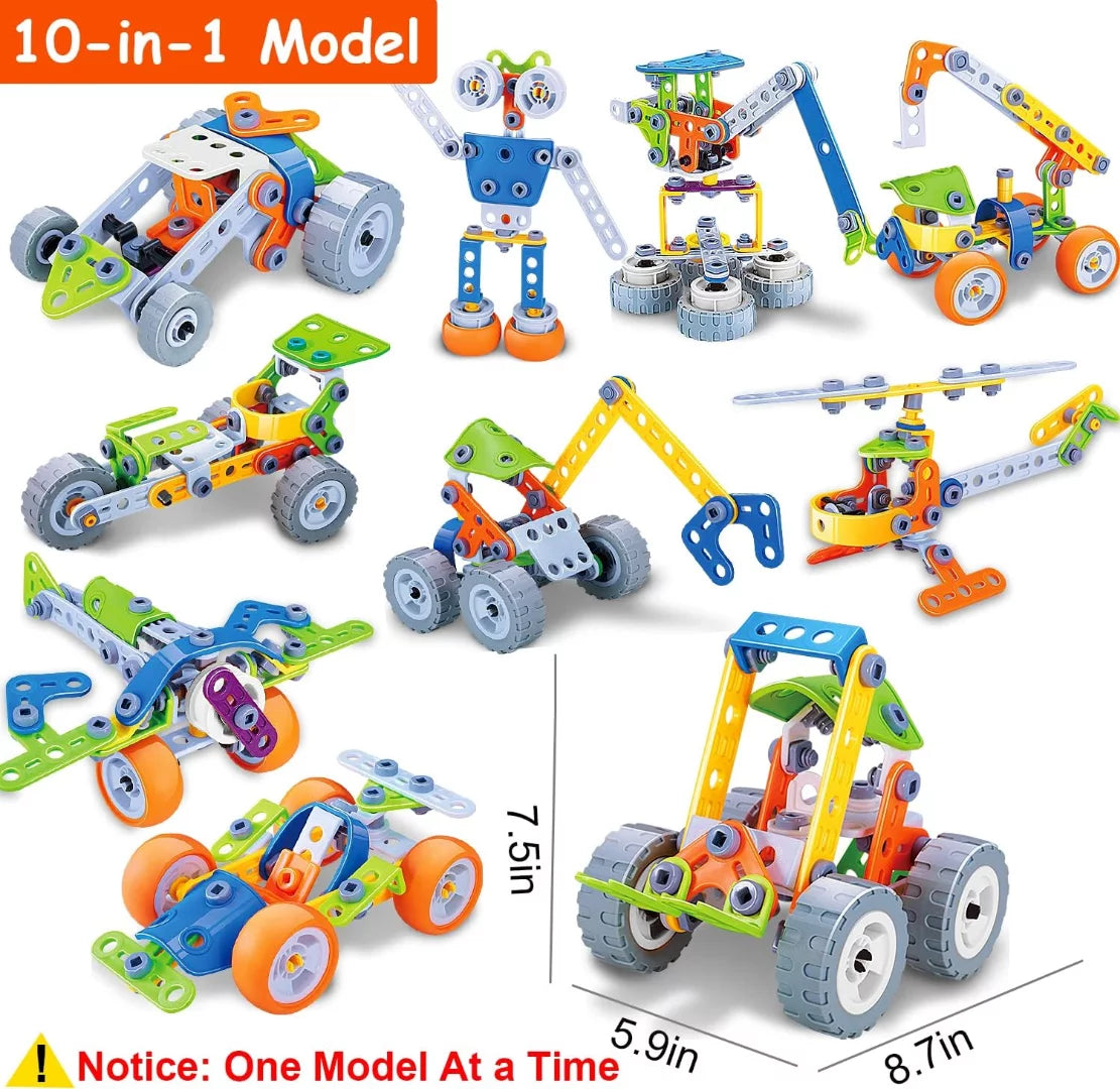 10 in 1 STEM Toys for 5 6 7 8+ Year Old Boy Birthday Gifts Building Toys for Kids Ages 4-8 5-7 6-8 Educational Stem Activities Robot Toy for Boys 4-6 4-7 Build and Play Construction Set Creative Games