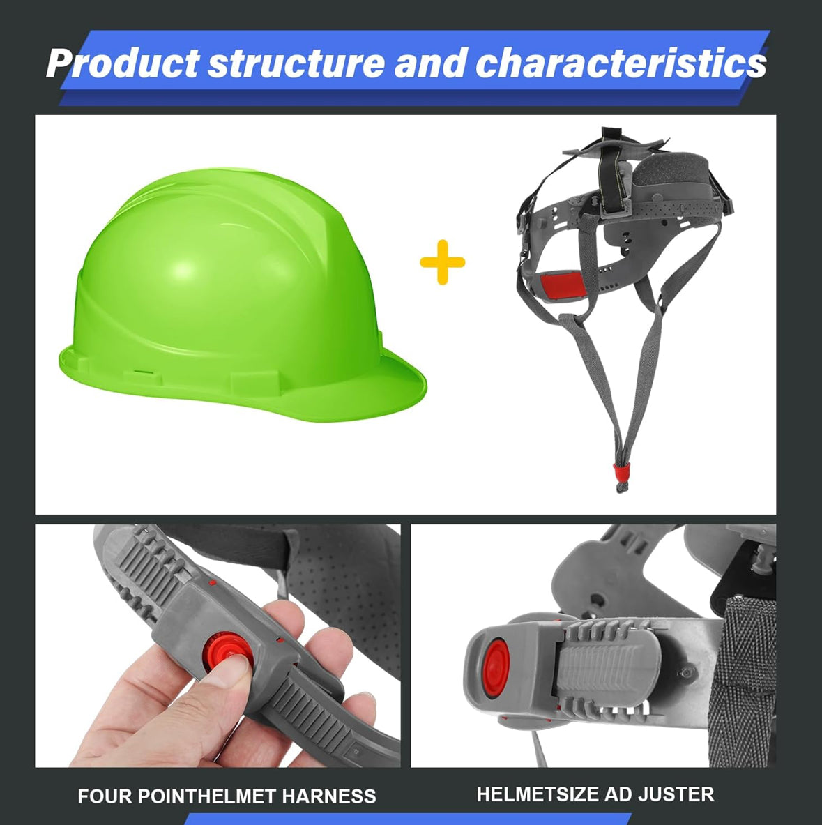 4 Pt. Suspension Hard Hat Construction Hard Hat for Safety V Shape Cap Style Hardhats