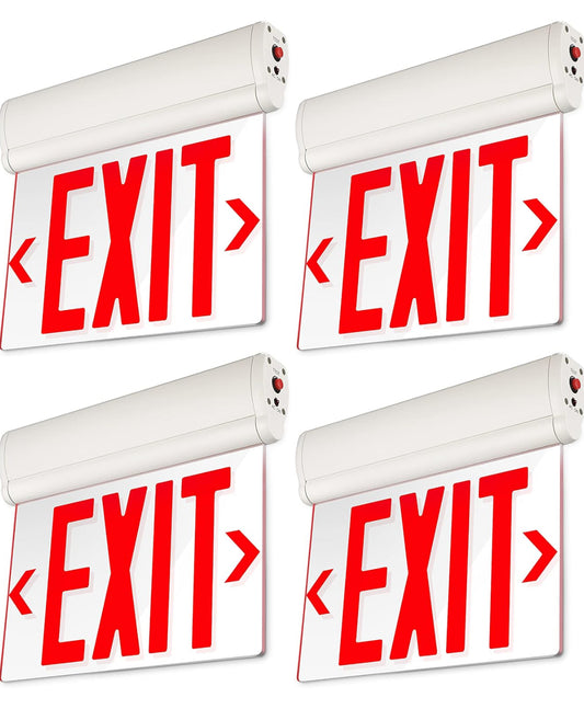 Safety Sign LED Edge Lit Exit Sign 4 Red 120/277V Battery 3.6V 500mAh UL Listed