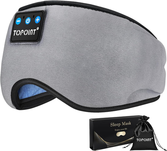 Bluetooth Sleep Eye Mask Wireless Headphones, Sleeping Eye Cover Travel Music Headsets with Microphone Handsfree, Sleep Headphones for Side Sleepers Gift for Men Women