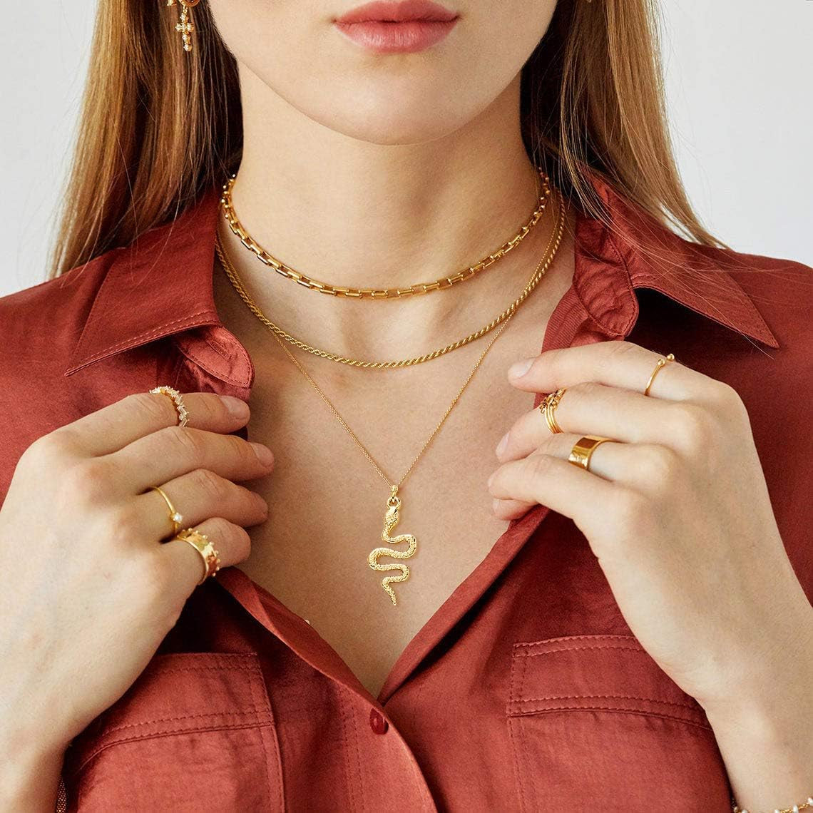 Gold Snake Necklace Silver Snake Pendant Necklace Layered Snake Necklace for Women Serpent Gold Necklaces for Women Trendy Necklace Dainty Snake Jewelry