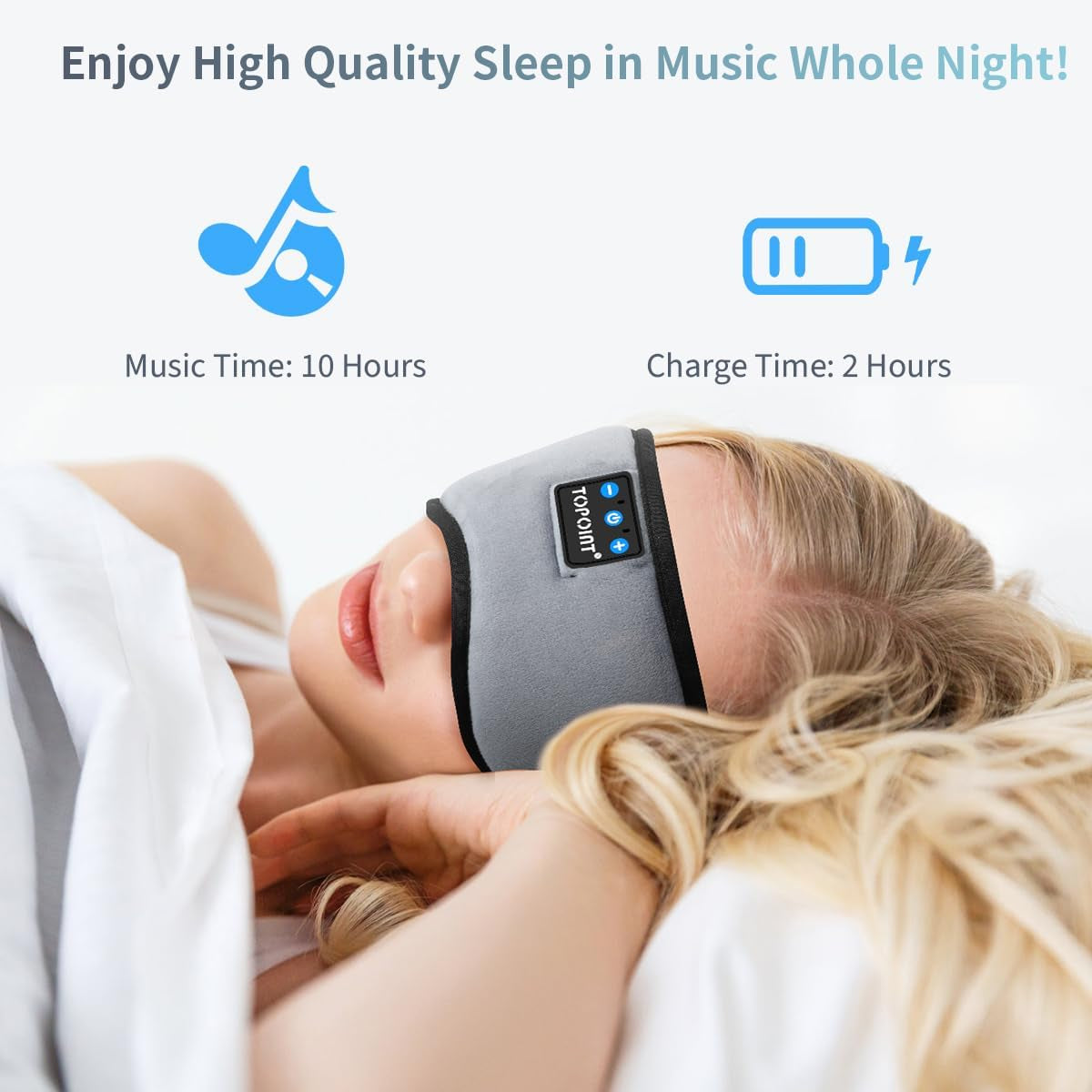 Bluetooth Sleep Eye Mask Wireless Headphones, Sleeping Eye Cover Travel Music Headsets with Microphone Handsfree, Sleep Headphones for Side Sleepers Gift for Men Women