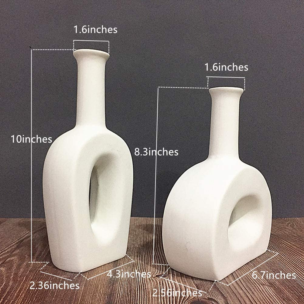 White Vase Ceramics - Modern Vases -Flower Vase Gifts for Friends and Family, Wedding, Desktop Center Vase, Perfect Home Decoration Vase (Large)