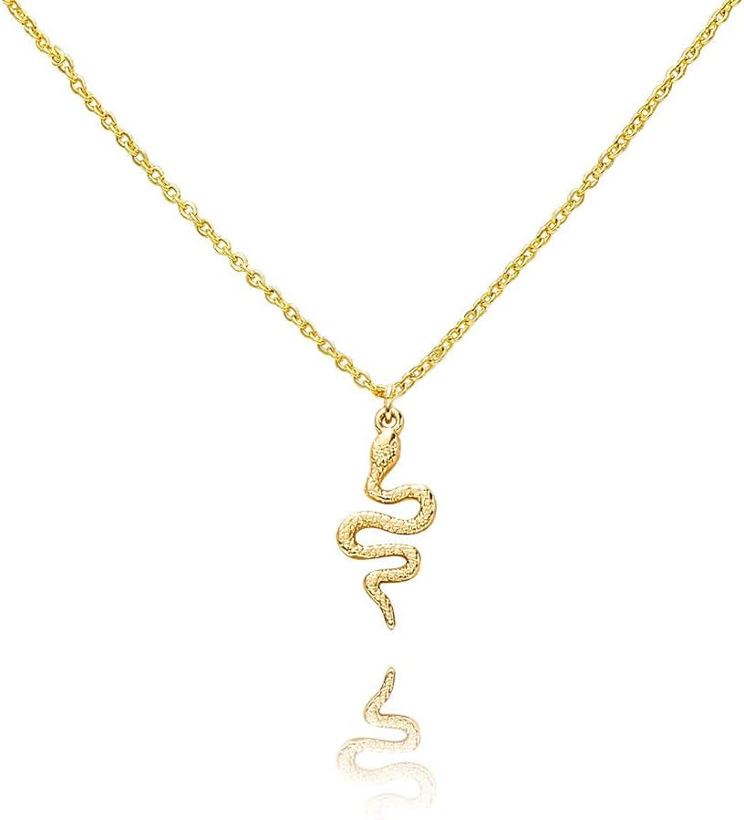 Gold Snake Necklace Silver Snake Pendant Necklace Layered Snake Necklace for Women Serpent Gold Necklaces for Women Trendy Necklace Dainty Snake Jewelry