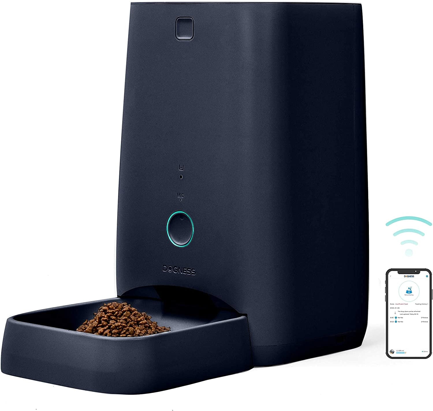 6L Smart Feed Automatic Cat Feeder, Wi-Fi Enabled Pet Feeder for Cat and Small Dog, Smartphone App for Ios and Android, Portion Control, Fresh Lock System Auto Food Dispenser (Dark Blue)